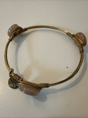 Baltic Born Gold Bangle with Peach Stones